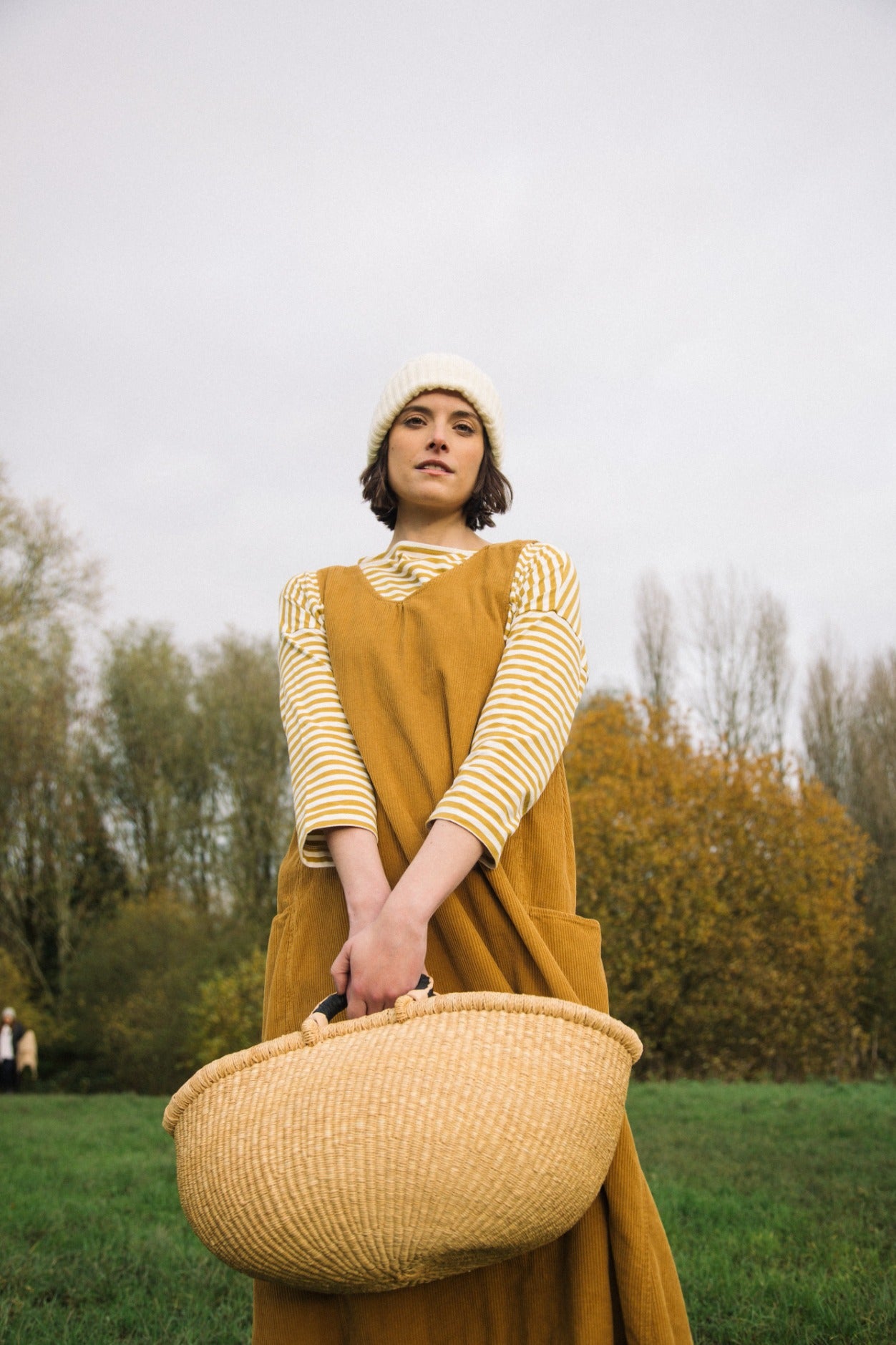 Nandina Organic Cotton Cord Dress in Ochre