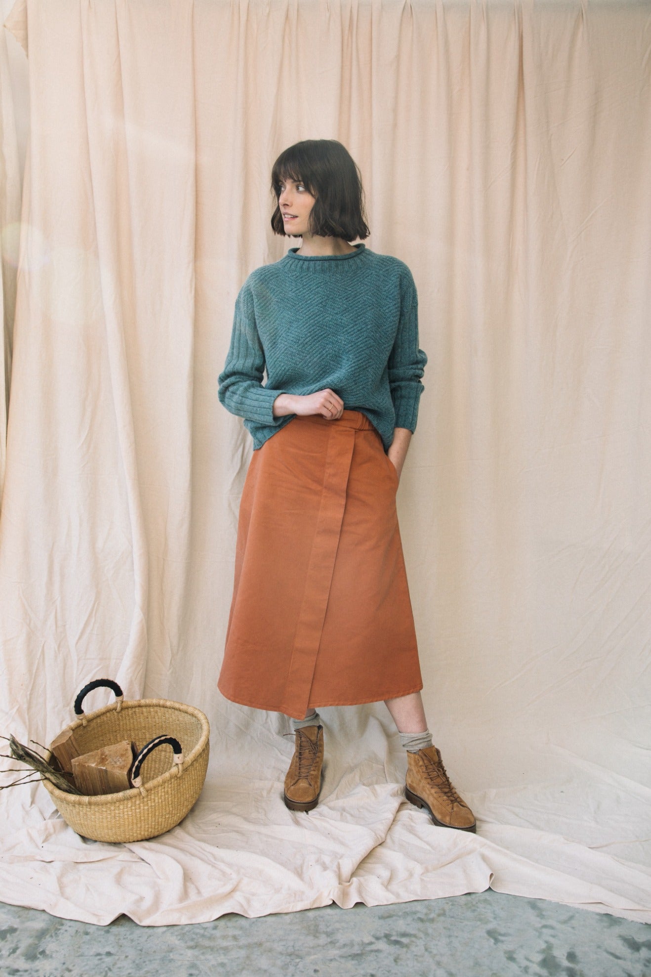 Wisteria Organic Cotton Twill Skirt in Tortoiseshell