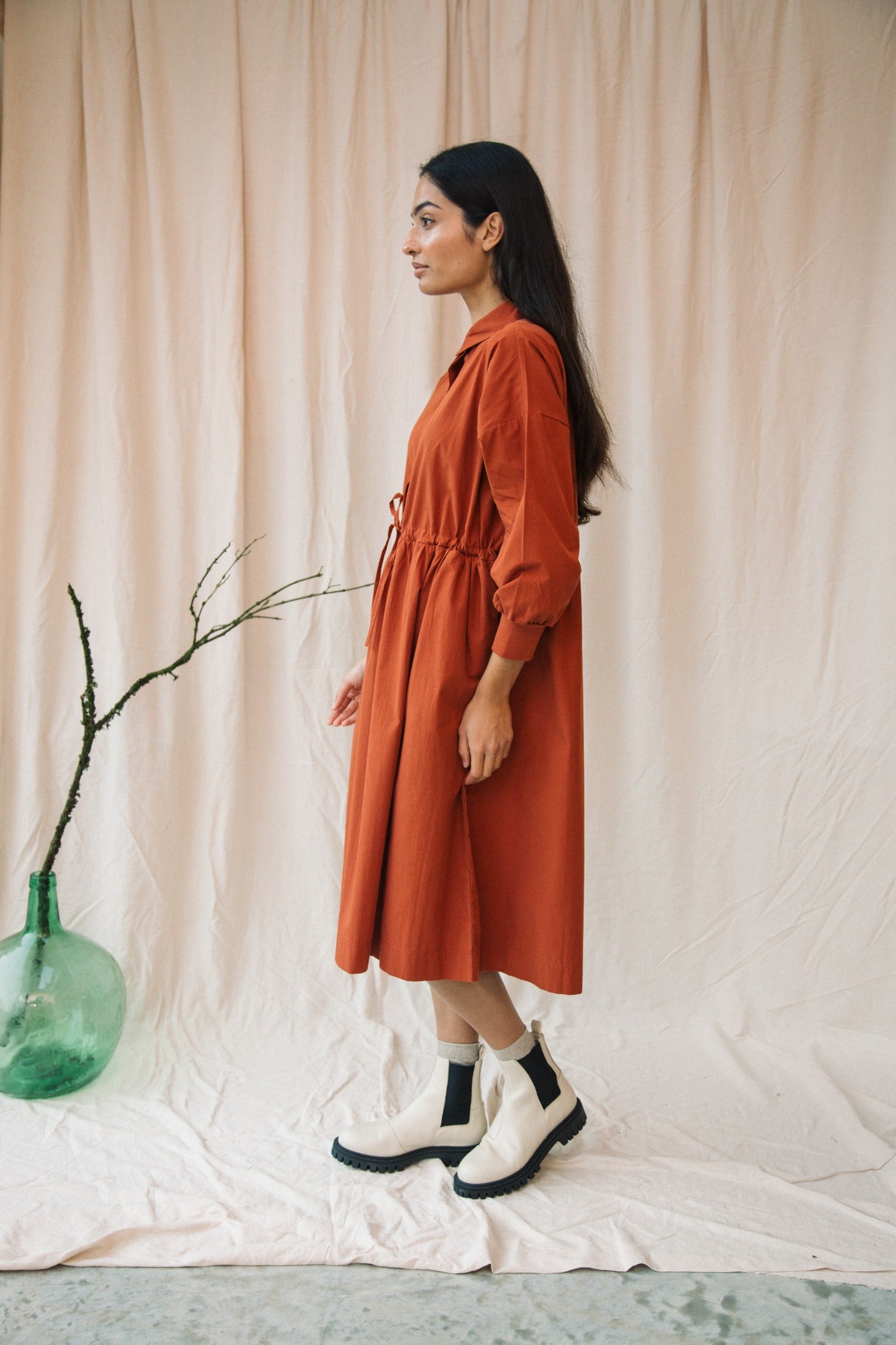 Umi Organic Cotton Poplin Dress in Paprika