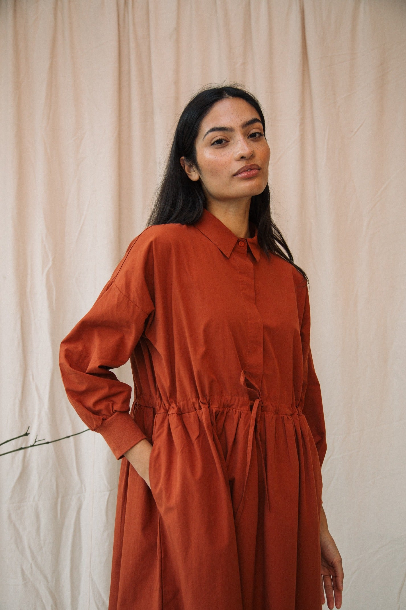 Umi Organic Cotton Poplin Dress in Paprika