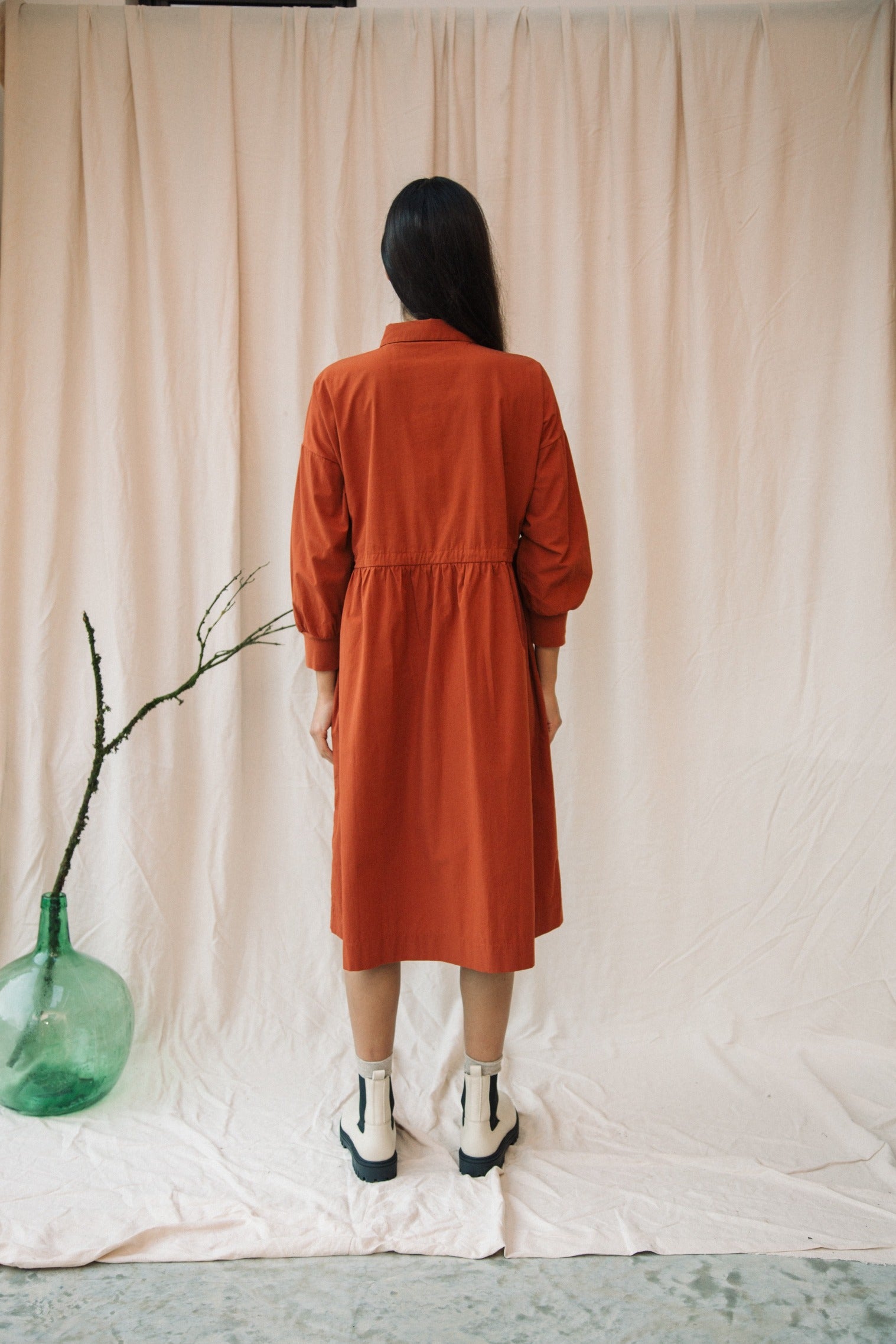 Umi Organic Cotton Poplin Dress in Paprika