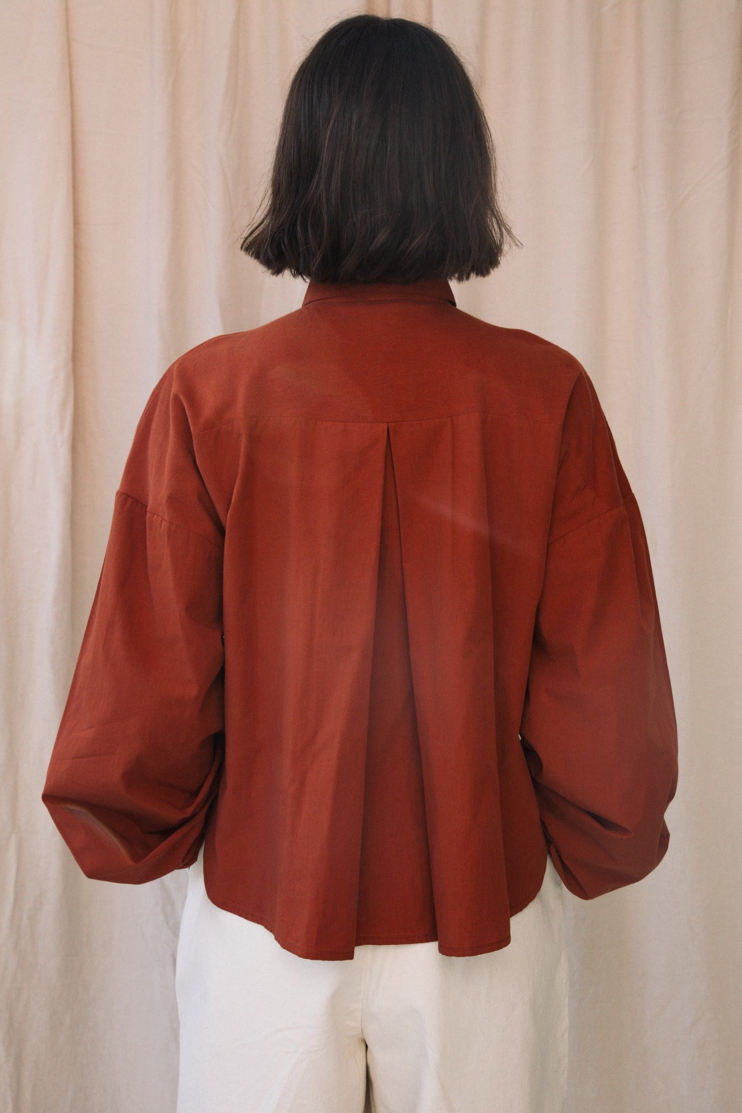 Konara Organic Cotton Jersey and Poplin Shirt in Paprika