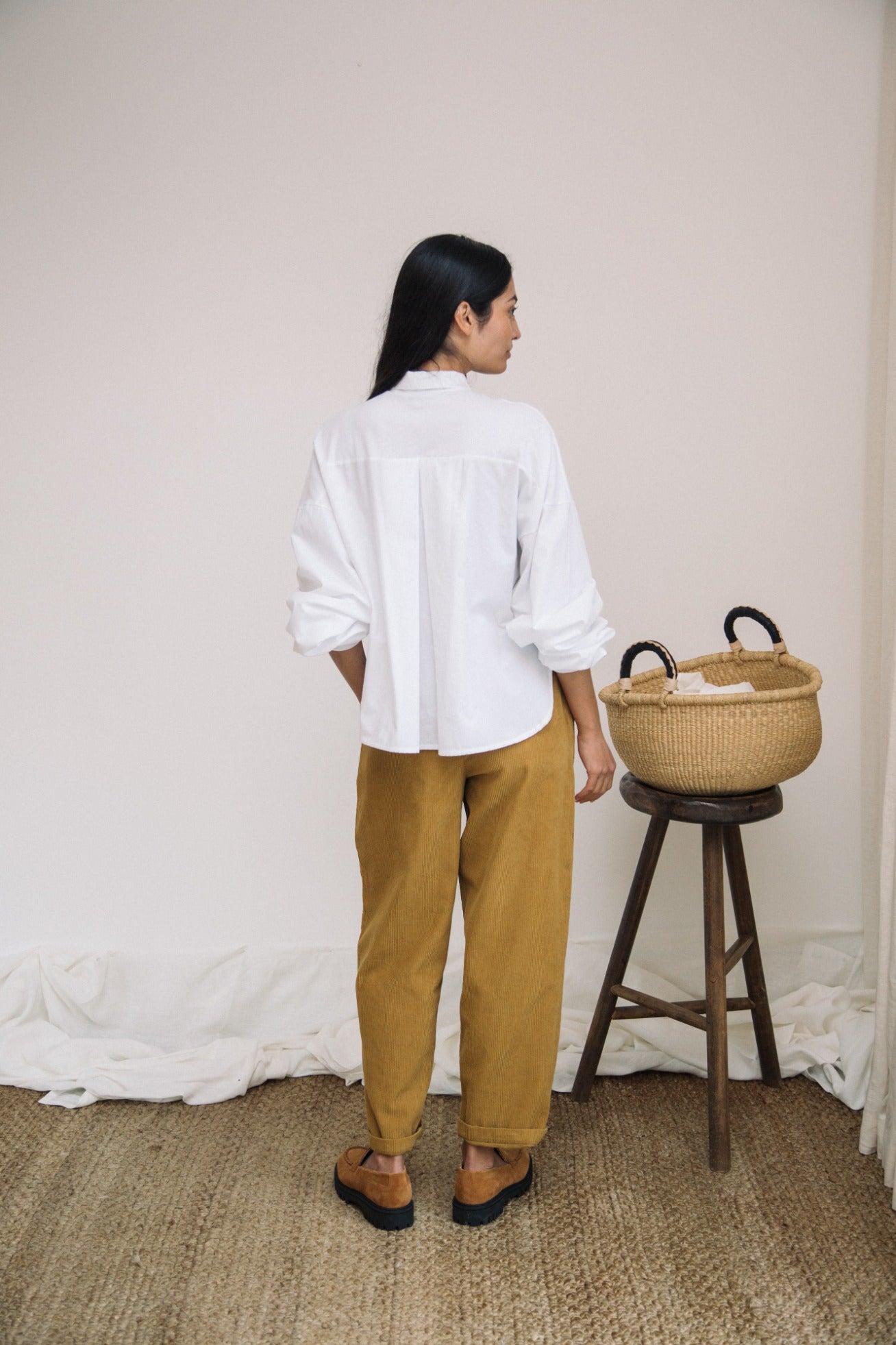 Konara Organic Cotton Jersey and Poplin Shirt in White