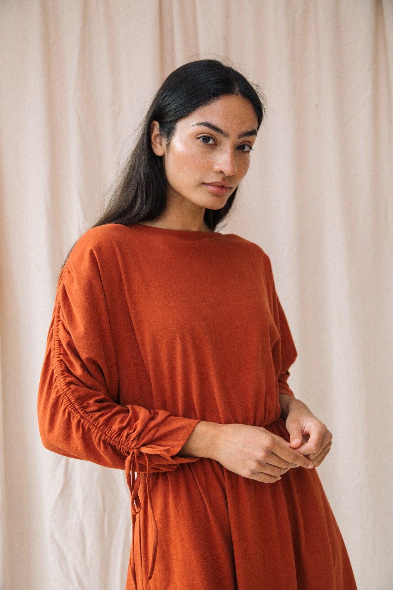 Azalea Organic Cotton Jersey Dress in Paprika