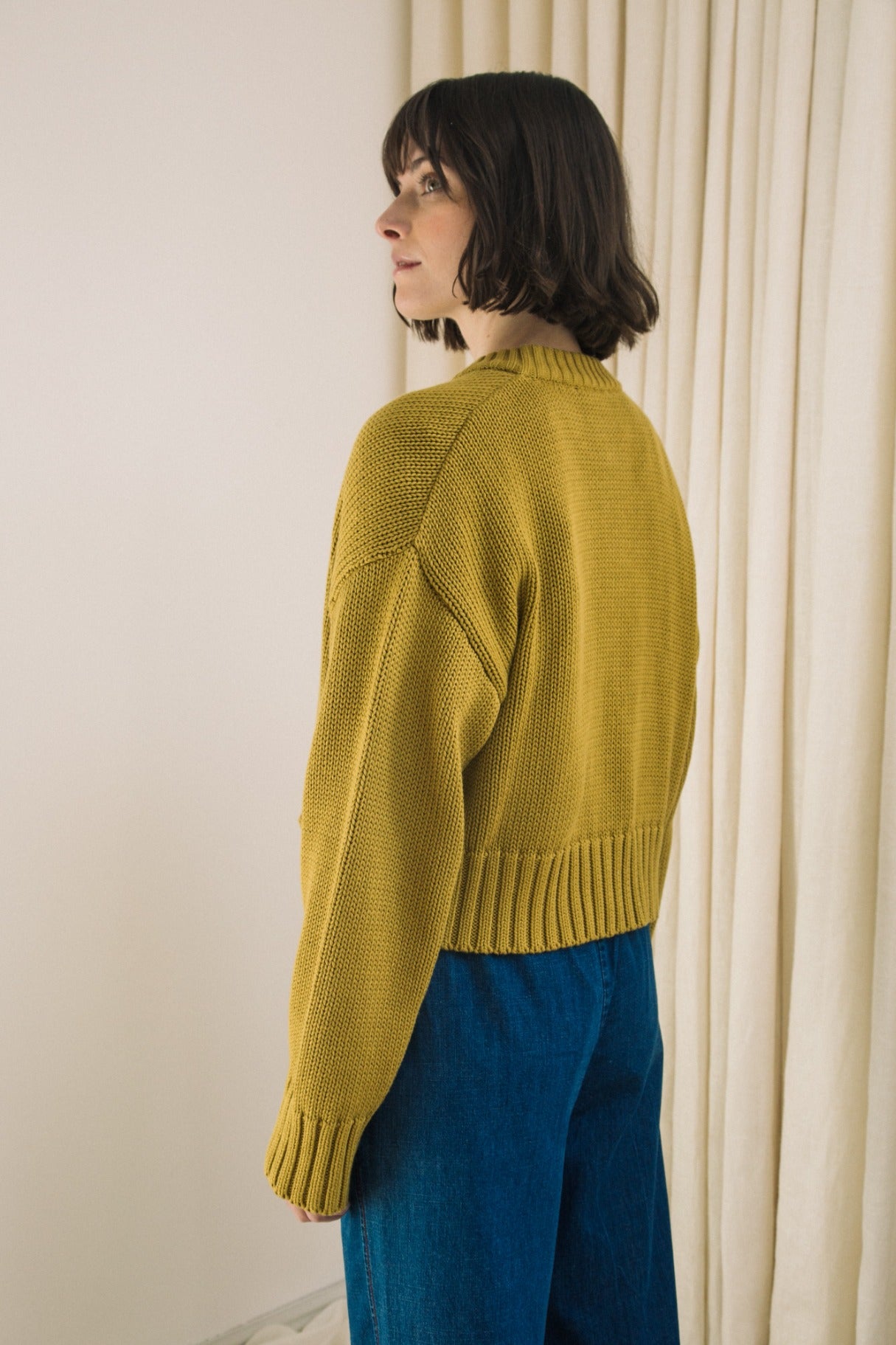 Sugi Organic Cotton Cardigan in Chartreuse