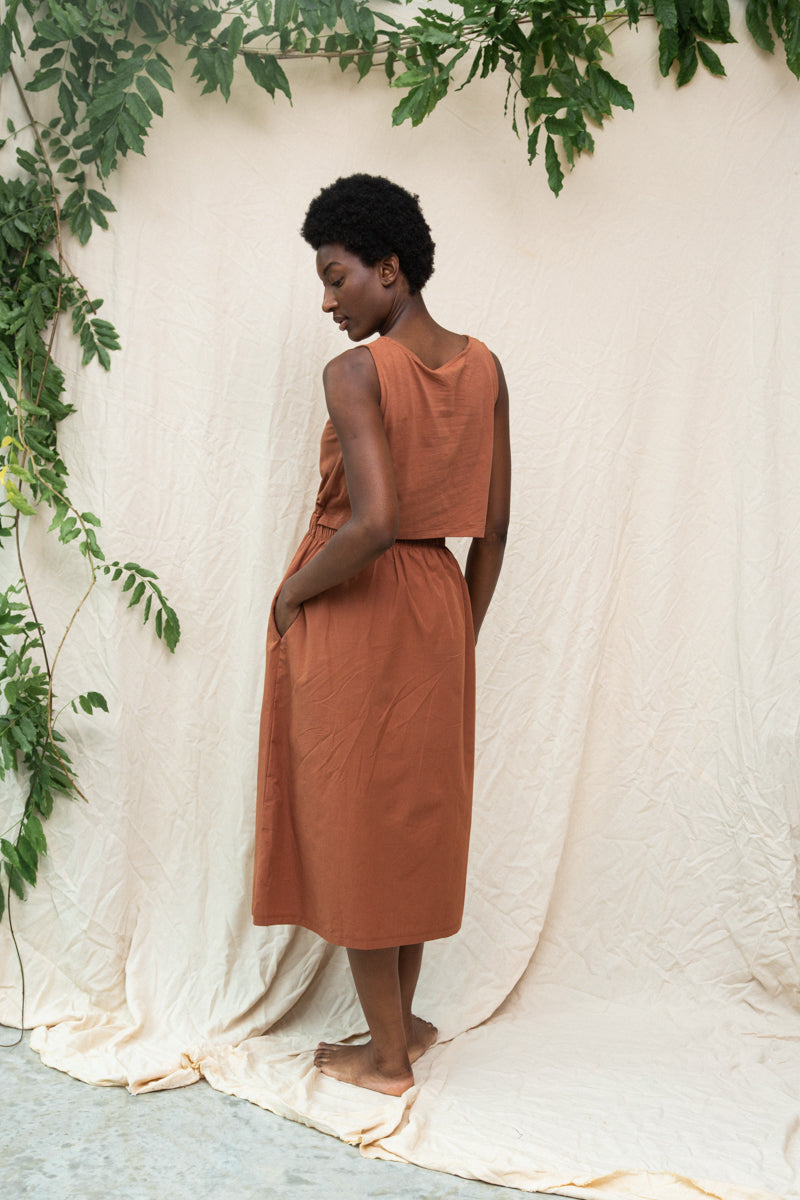 Cece Organic Cotton Dress in Russet