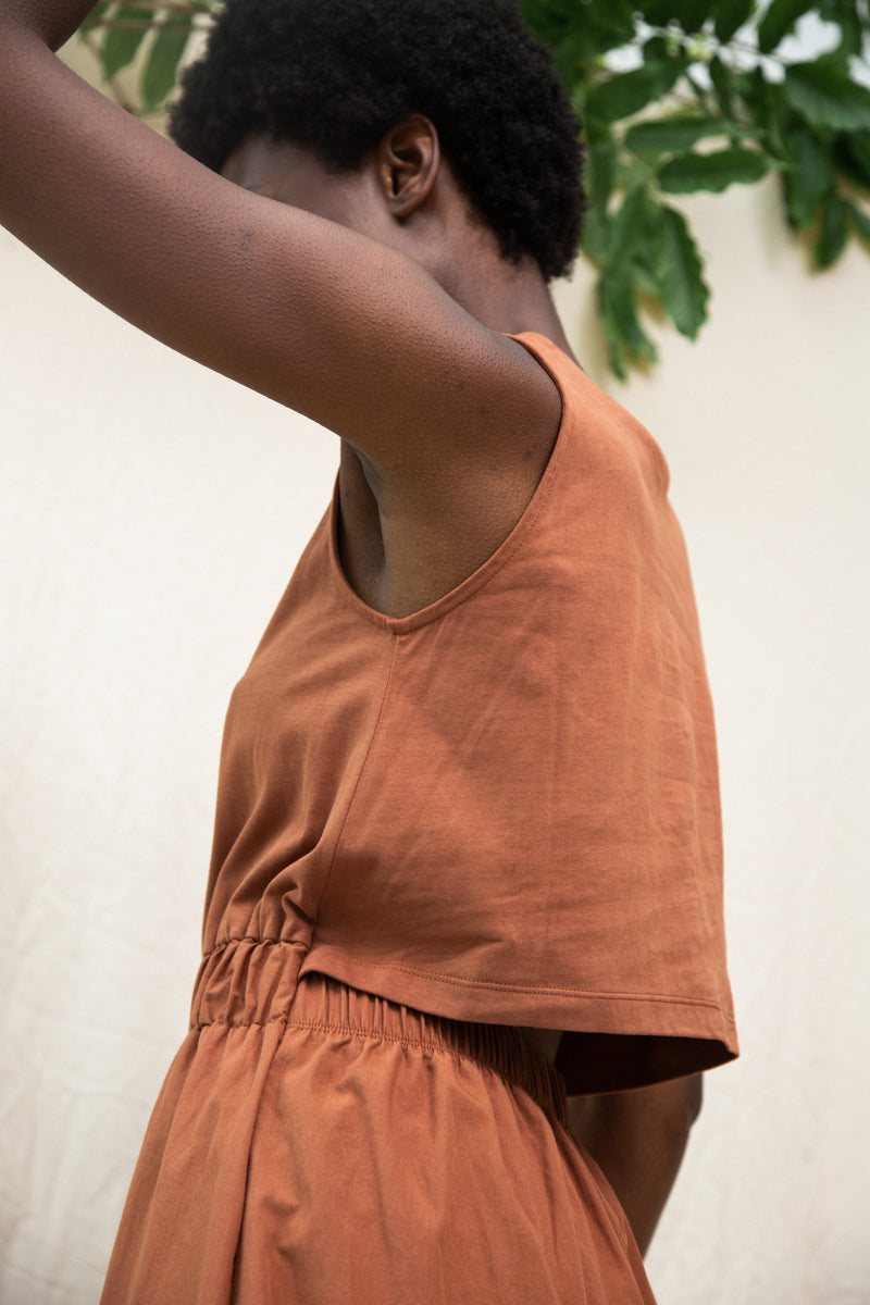 Cece Organic Cotton Dress in Russet