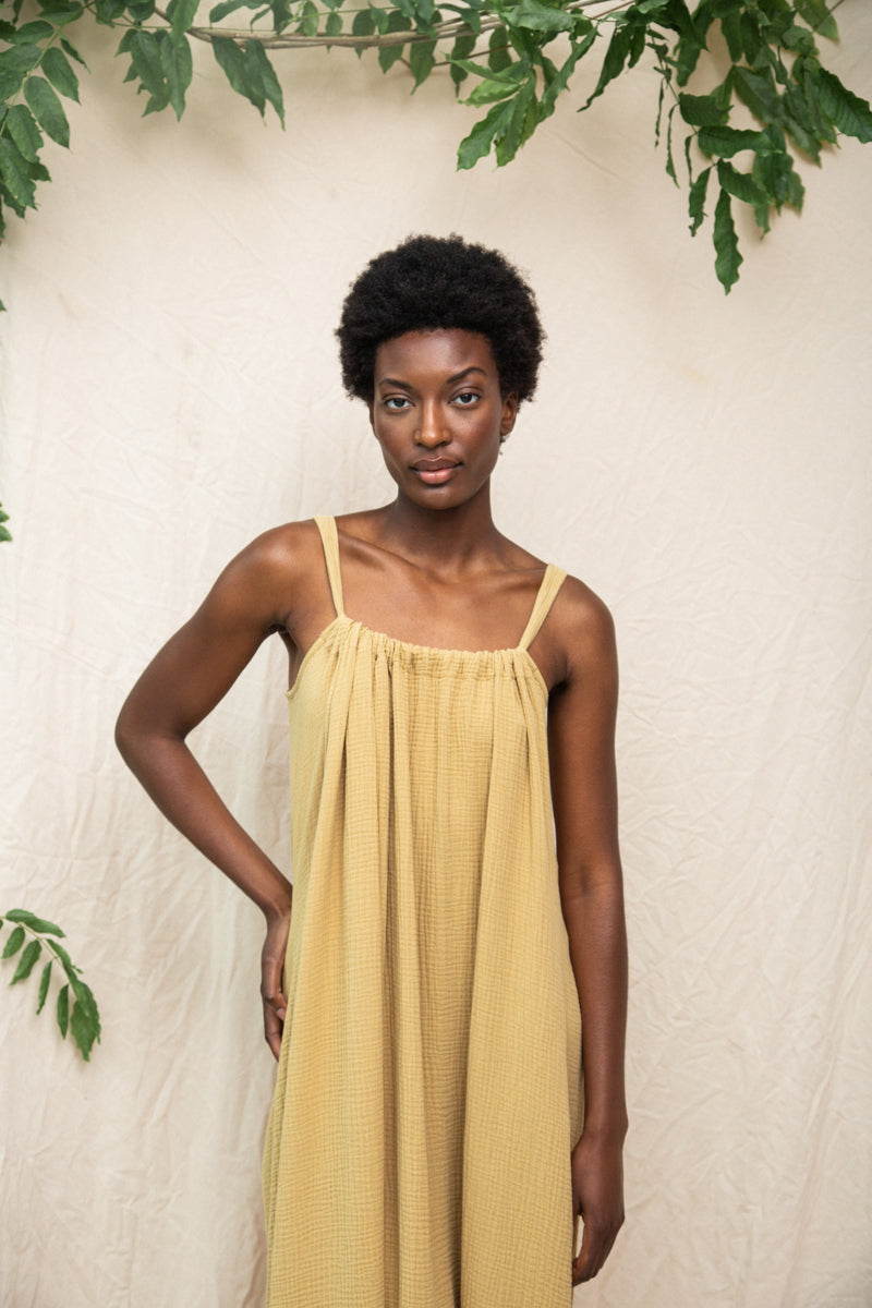 Wilder Organic Cotton Dress in Straw