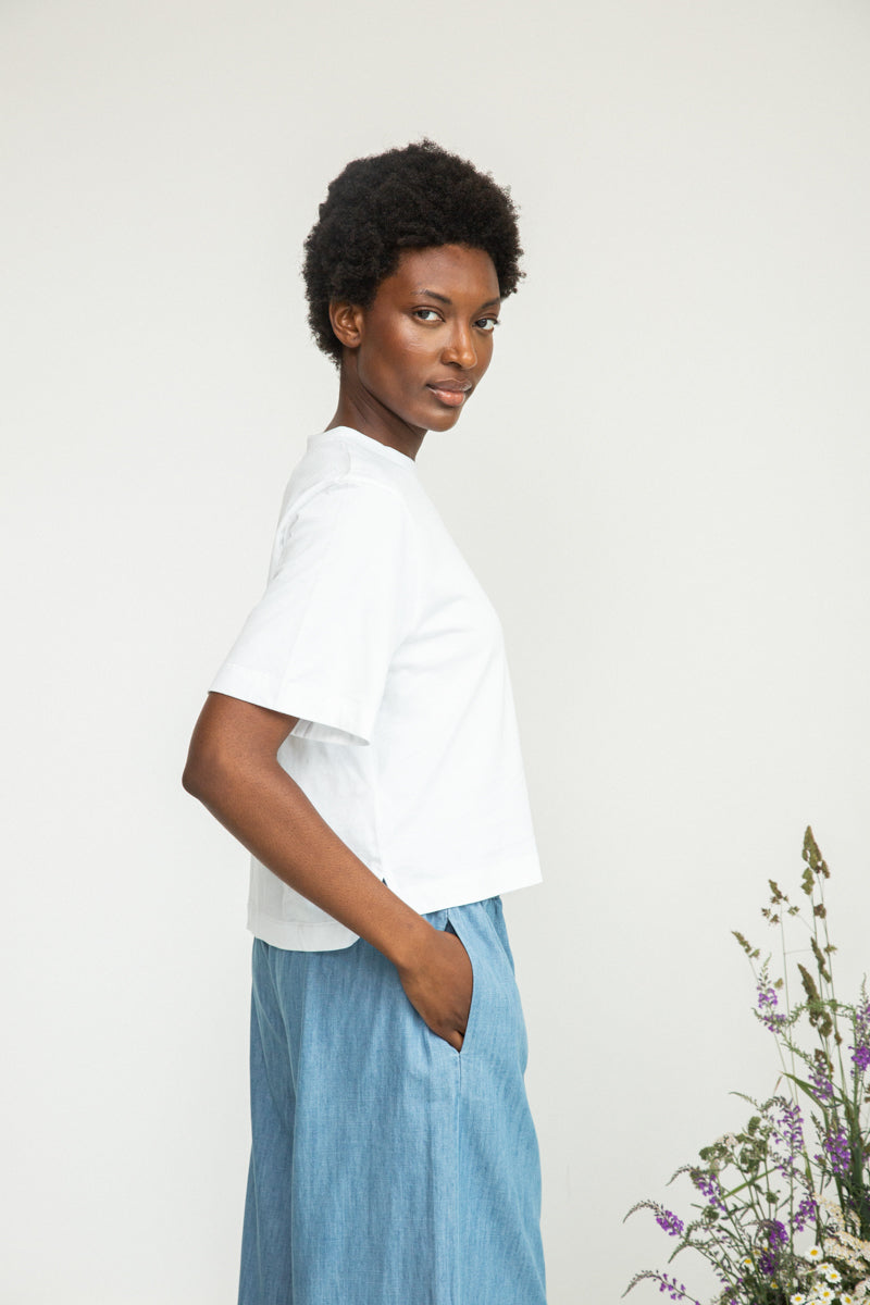 Bay Organic Cotton Jersey Top in White