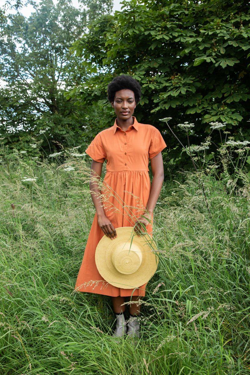 Bronwyn Organic Cotton Dress in Terracotta