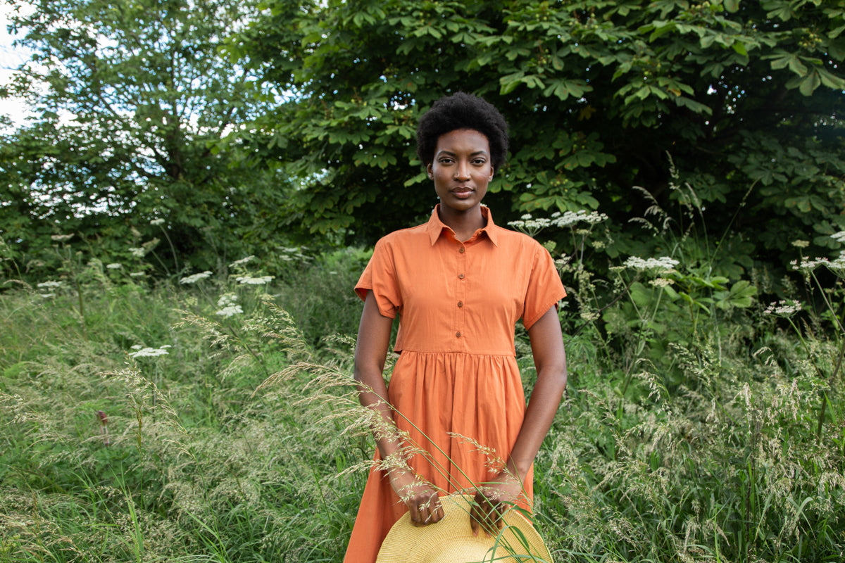 Bronwyn Organic Cotton Dress in Terracotta