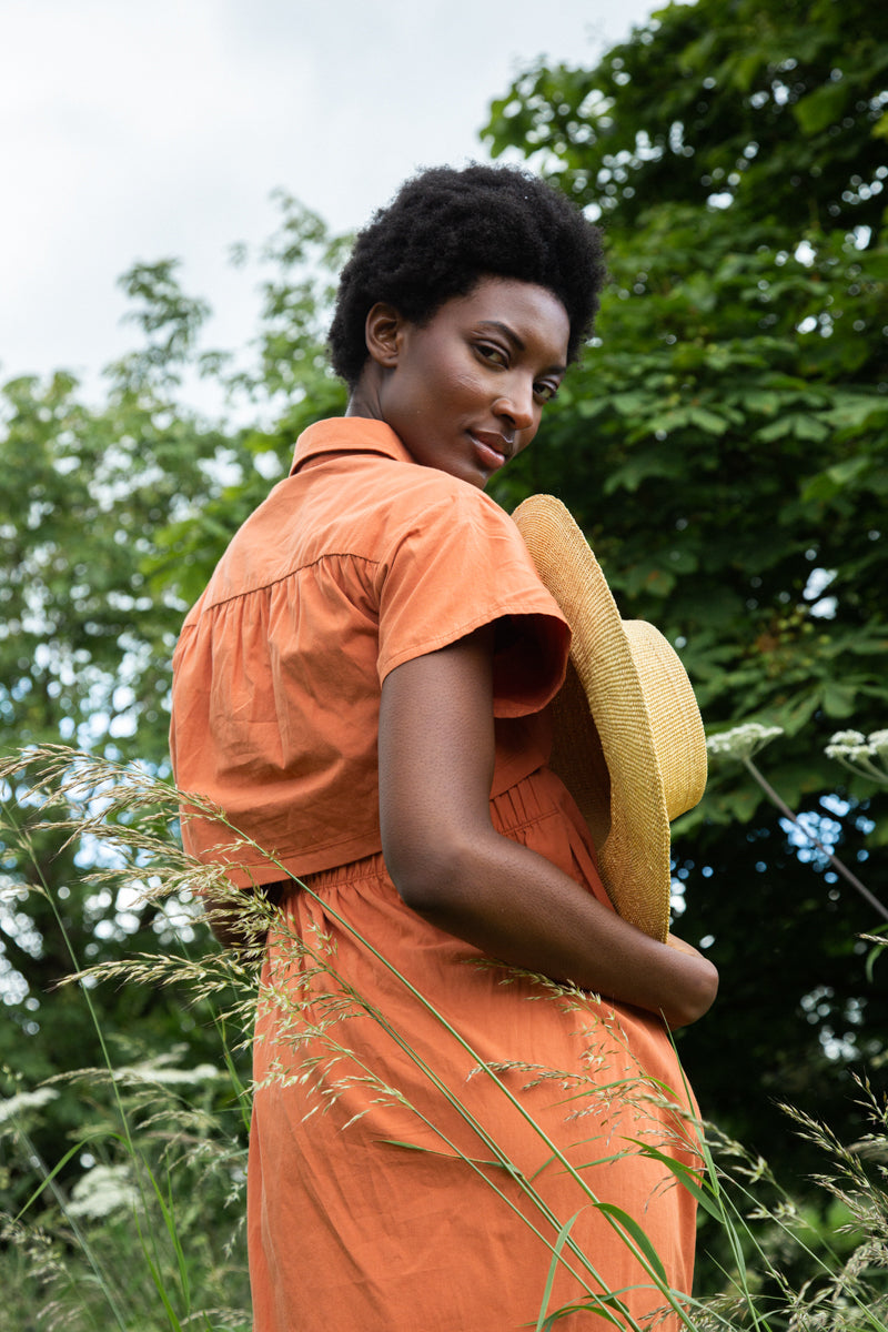 Bronwyn Organic Cotton Dress in Terracotta