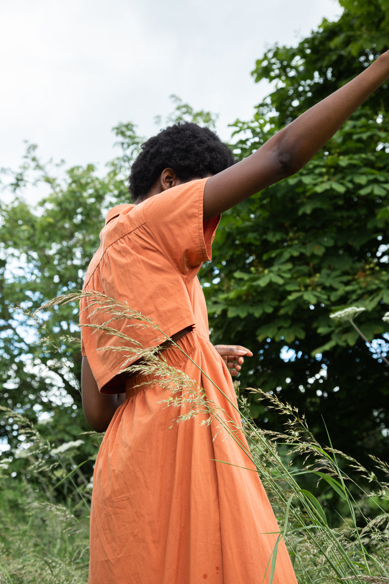 Bronwyn Organic Cotton Dress in Terracotta