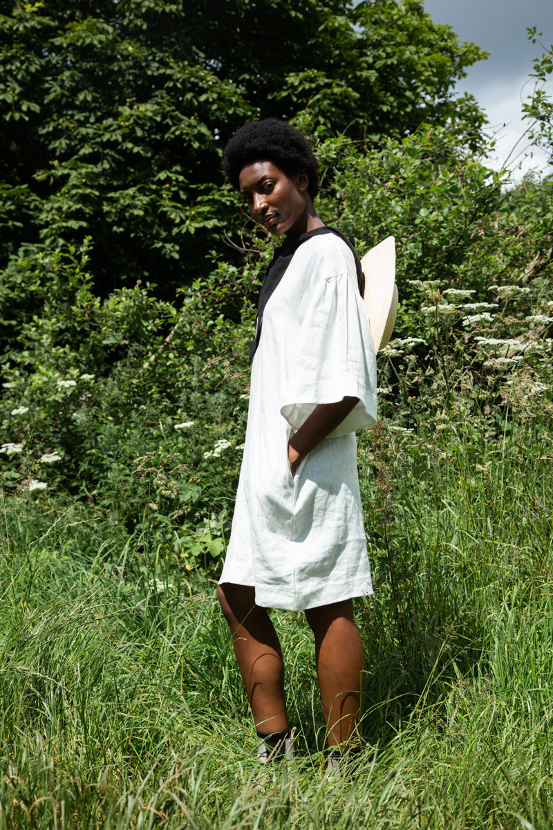 Isolde-May Linen Dress in Snow White