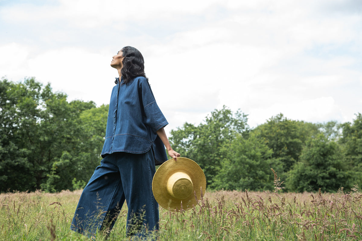 Lissie-Leigh Organic Cotton Denim Shirt in Mid Blue