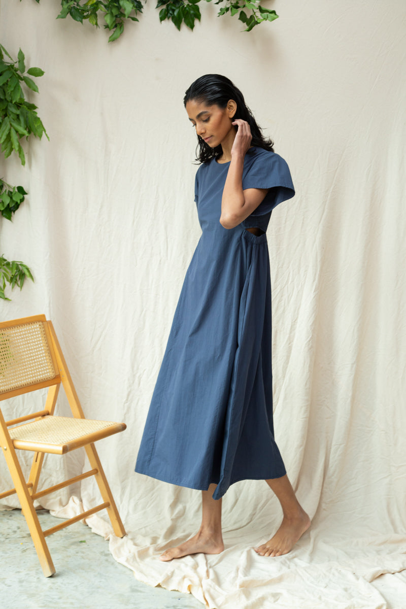 Nathalia Organic Cotton Dress in Midnight