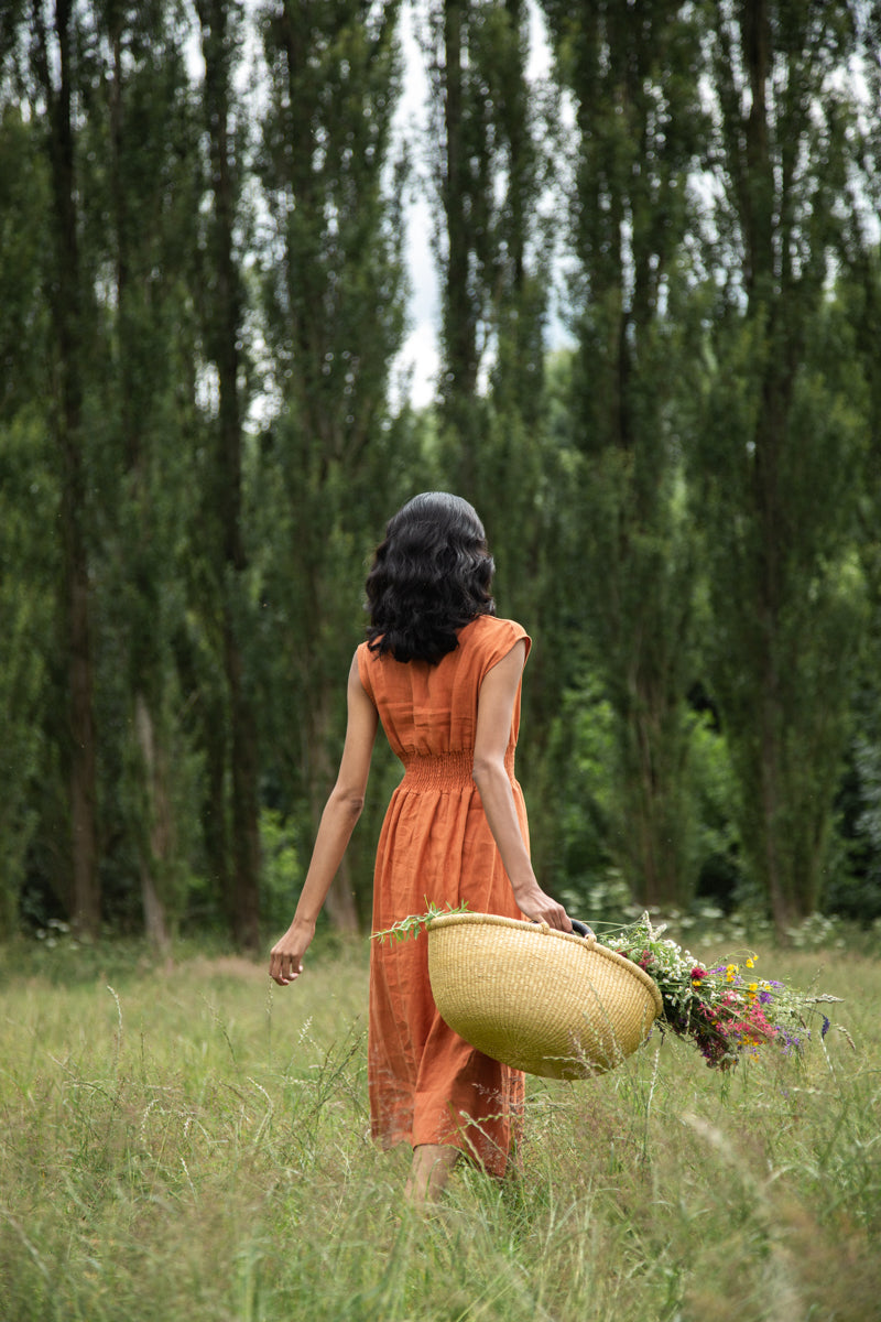 Ottillie-May Linen Dress in Terracotta