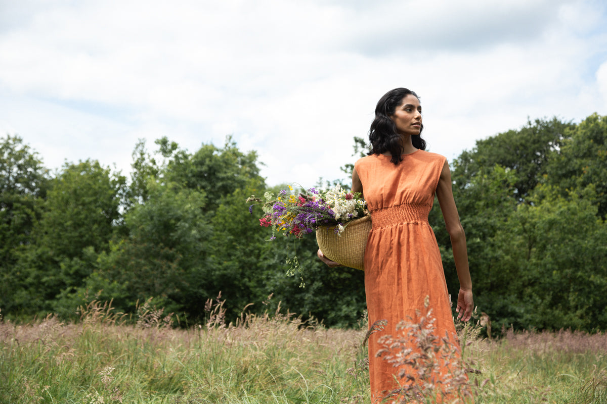 Ottillie-May Linen Dress in Terracotta