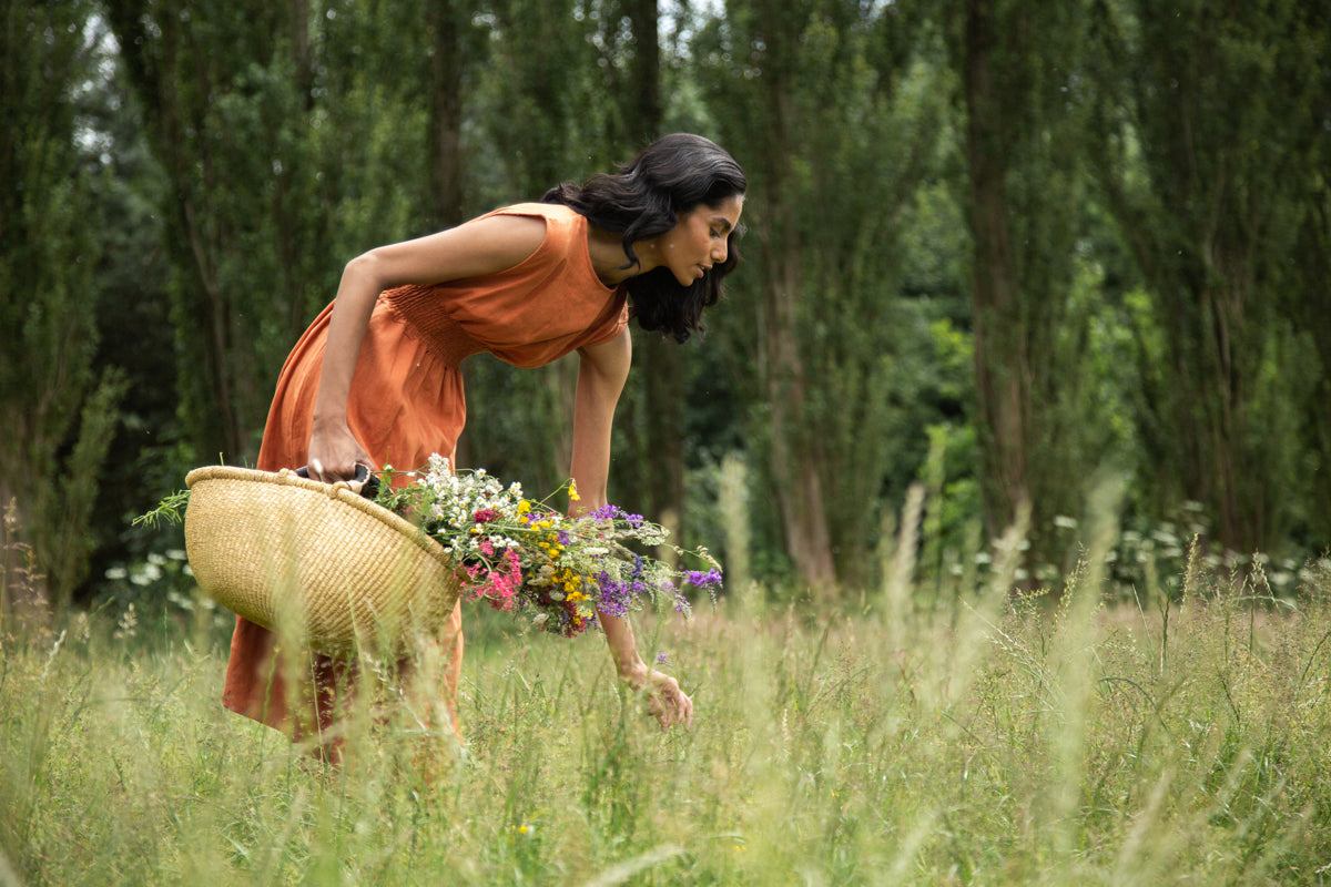 Ottillie-May Linen Dress in Terracotta