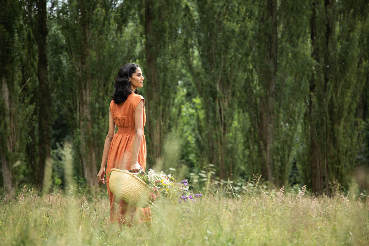 Ottillie-May Linen Dress in Terracotta