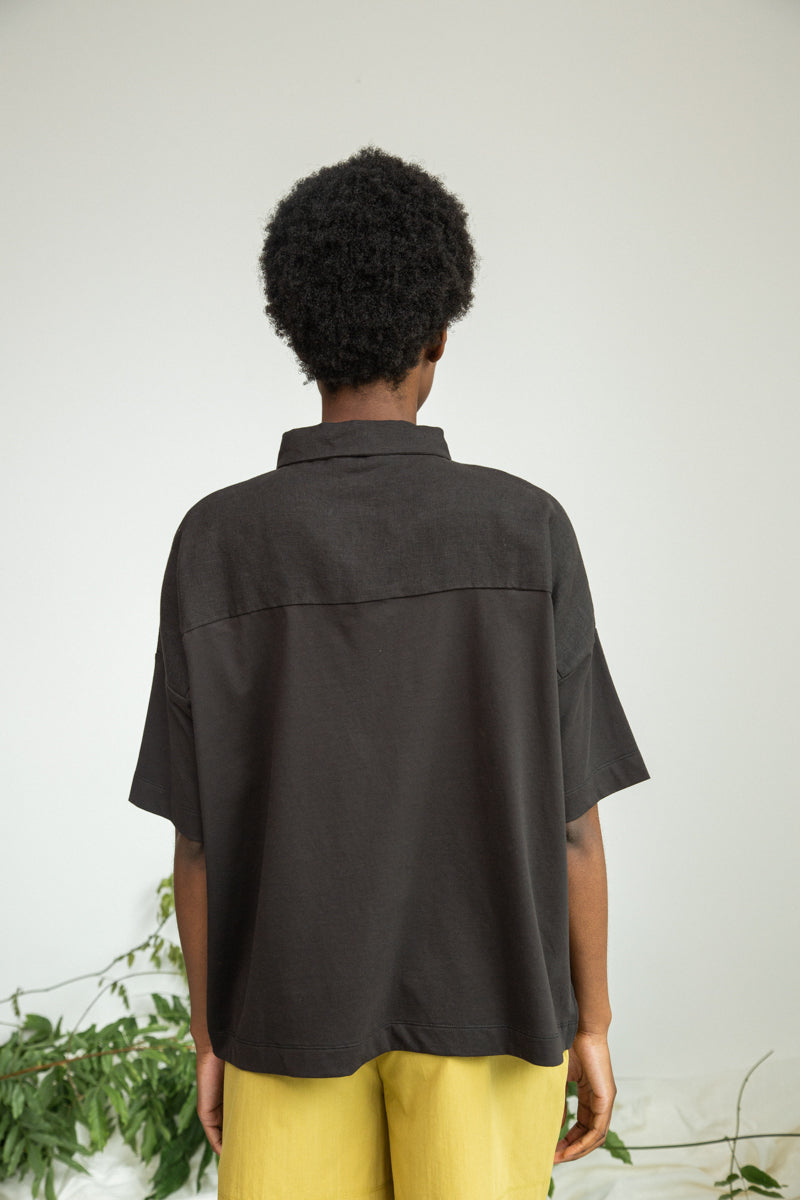 Sejal-May Linen & Organic Cotton Shirt in Charcoal