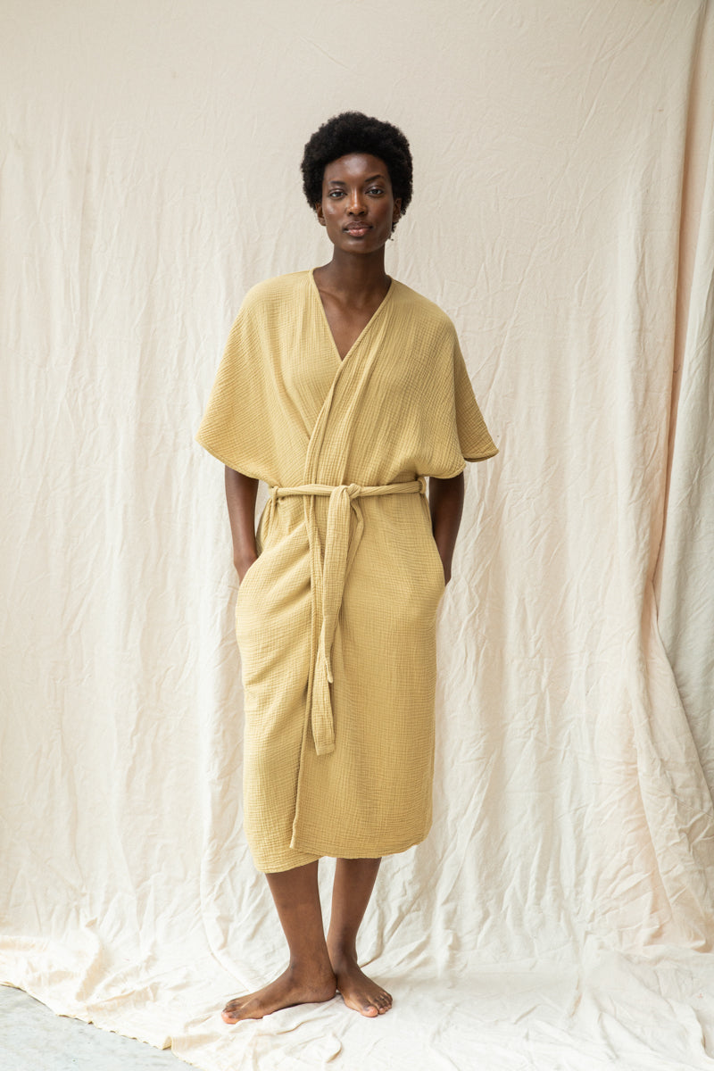 Aspyn Organic Cotton Robe in Straw