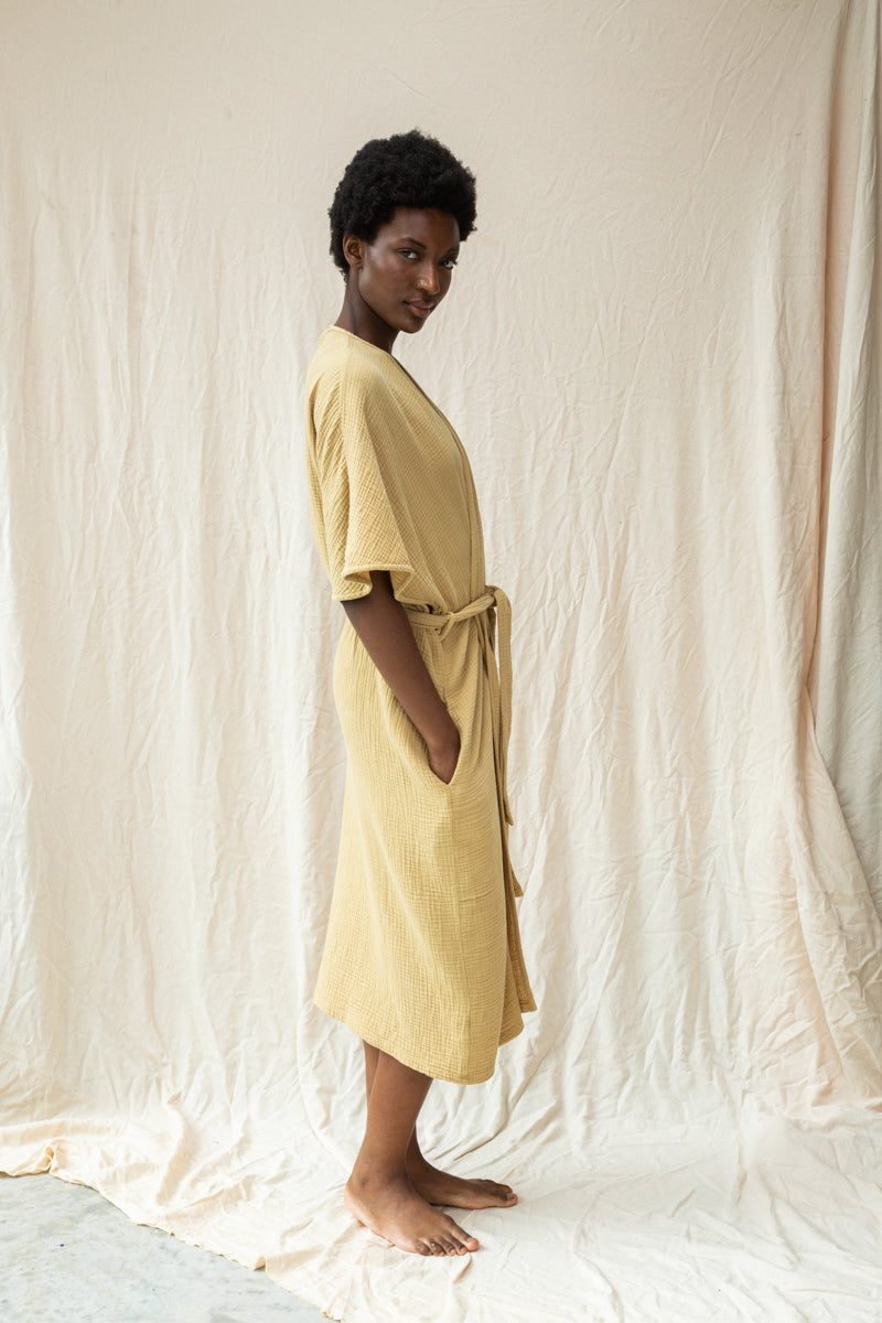 Aspyn Organic Cotton Robe in Straw