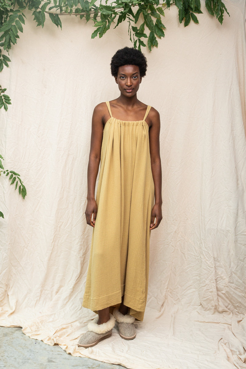 Wilder Organic Cotton Dress in Straw