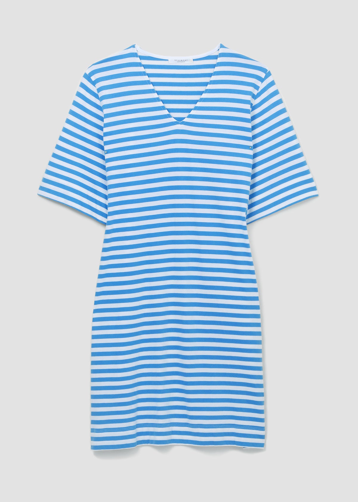 Sasha-Sue Organic Cotton Dress in Sea Blue and White